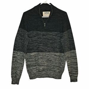 Urban Pipeline Textured Quarter Zip Mock Pullover Sweater Black Gray Small